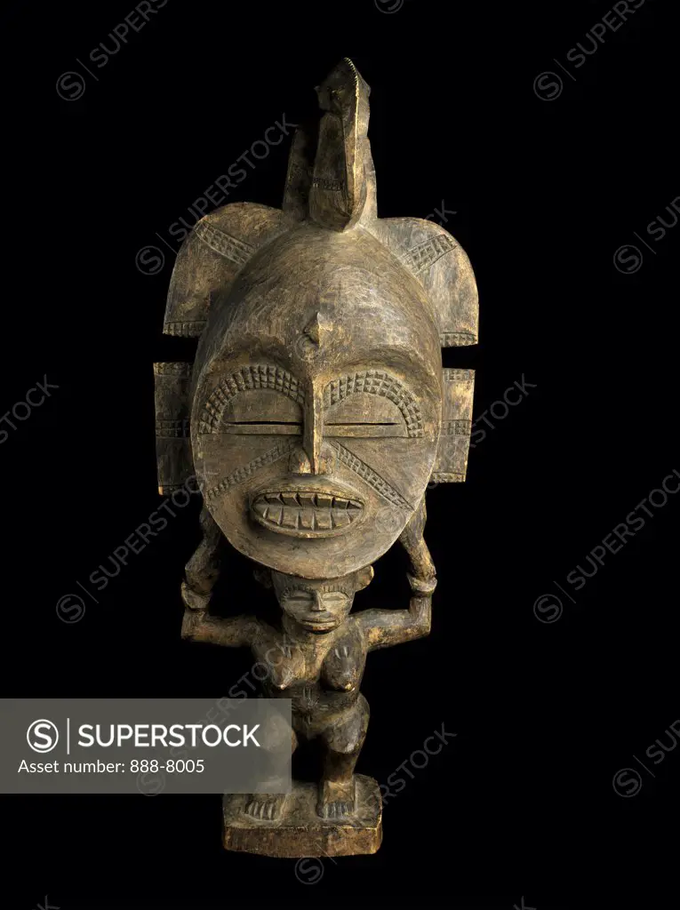 Standing Female Ancestor Figure with Kpelie Mask Senufu Culture African Art Collection of The Museum of Contemporary Art, Jacksonville, Florida