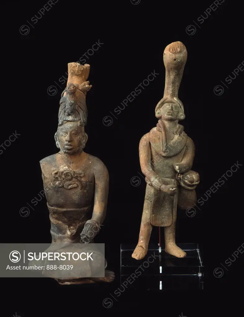 Mayan clay figurines from Campeche,  Mexico,  USA,  Florida,  Jacksonville,  The Museum of Contemporary Art,  Pre-Columbian Collection,  circa 700-1000 A.D.