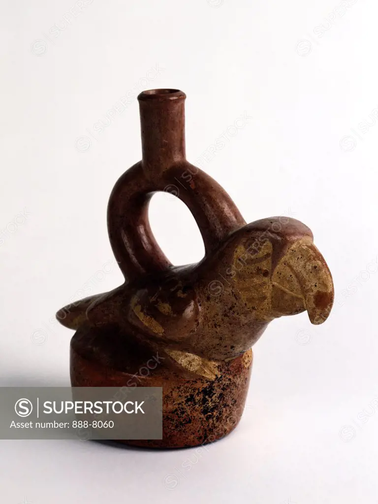 Parrot stirrup spout vessel,  from Moche I,  Peru,  USA,  Florida,  Jacksonville,  The Museum of Contemporary Art,  Pre-Columbian Ceramic Collection,  circa 200 B.C.