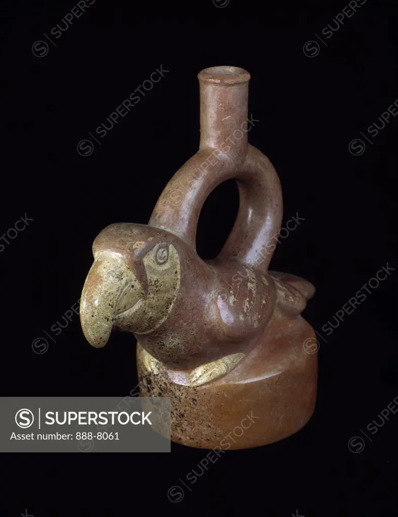 Parrot stirrup spout vessel,  from Moche I,  Peru,  USA,  Florida,  Jacksonville,  The Museum of Contemporary Art,  Pre-Columbian Ceramic Collection,  circa 200 B.C.