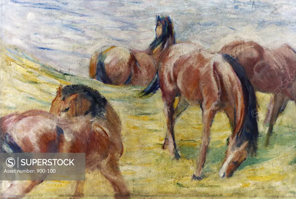 Horses Out to Pasture  Franz Marc (1880-1916 German) Museum of Fine Arts, Liege, Belgium