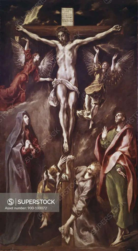 Crucifixion with Virgin, Magdalene, St. John & Angels 1590-1600 El Greco (1541-1614 Greek) Oil On Canvas Museo del Prado, Madrid, Spain