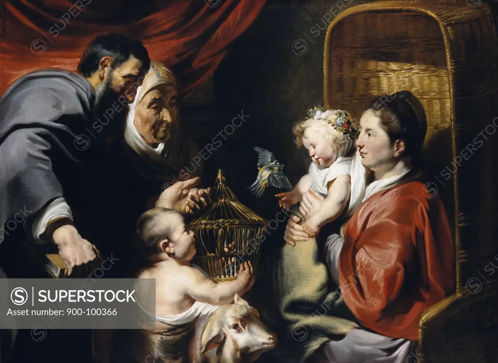 Holy Family with St. John & St. Elizabeth by Jacob Jordaens, (1593-1678)