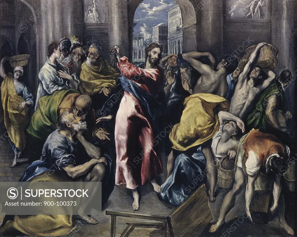 Christ Driving Moneychangers from Temple c.1600 El Greco (1541-1614/Greek) Oil on Canvas National Gallery, London, England