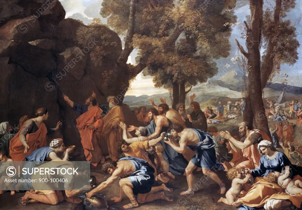 Moses Smitheth the Rock by Nicolas Poussin, (1594-1665)
