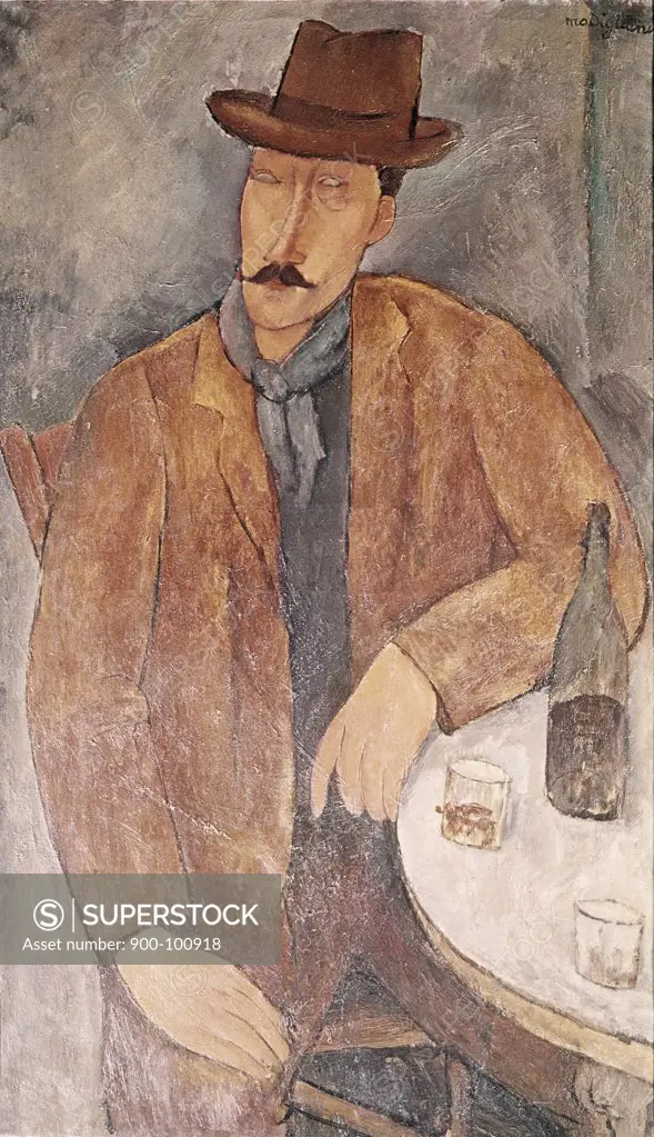 Man With A Wine Glass Amedeo Modigliani (1884-1920 Italian)