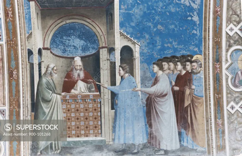 Consignment of the Rods,  The, Giotto, (ca.1266-1337/Italian), Fresco