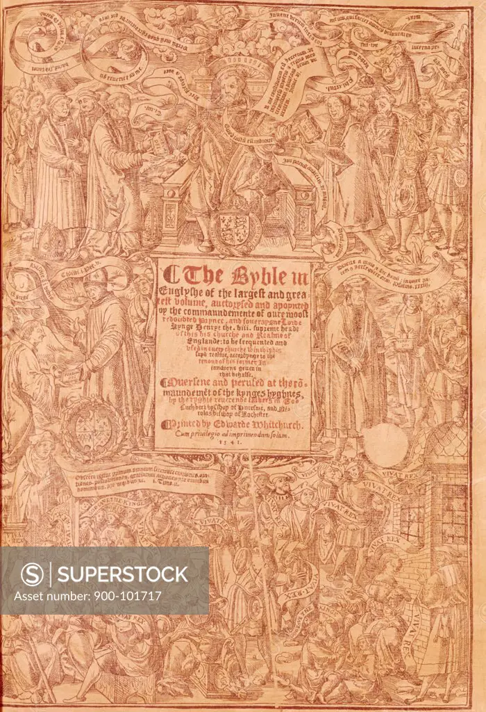 Saint Luke's Gospel,  from Great Bible,  woodcut print,  USA,  New York,  New York City,  American Bible Society,  1541 A.D.