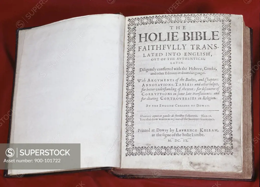 Douai Bible: Roman Catholic Old Testament 1609 A.D. Manuscripts American Bible Society, New York, USA