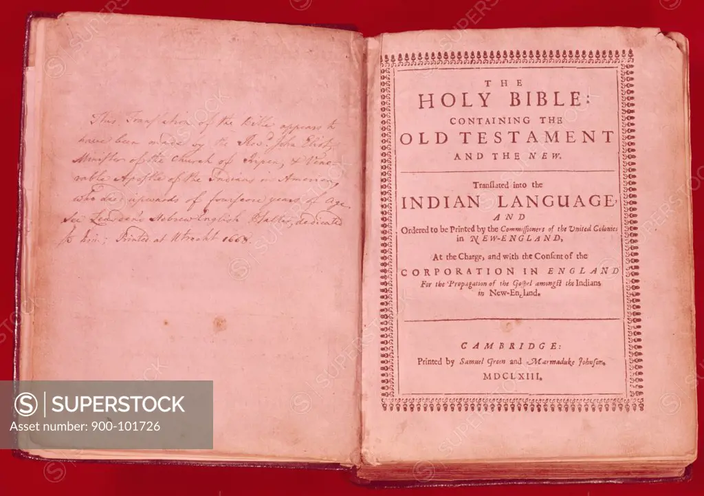 Title Page of Eliot Bible,  USA,  New York,  New York City,  American Bible Society,  1668 A.D.