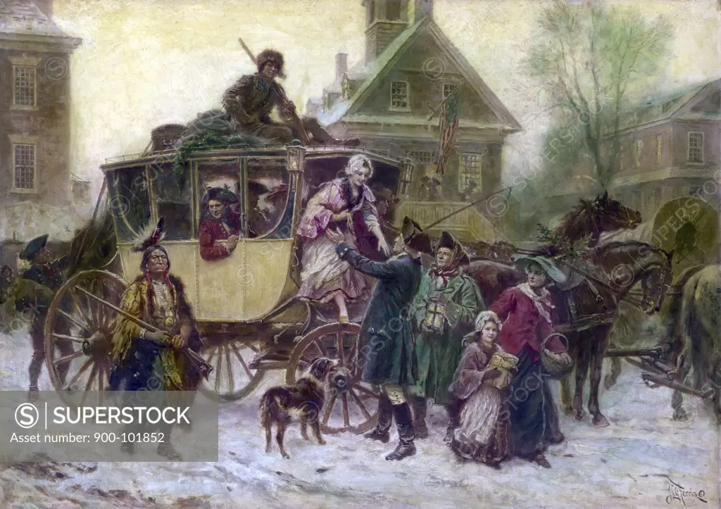 The Christmas Coach, 1792, Jean Leon Gerome Ferris (1863-1930 American)