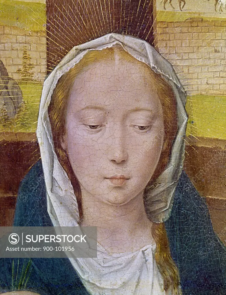 The Adoration - Detail (Babera Virgin) by Hans Memling, (1433-1494)