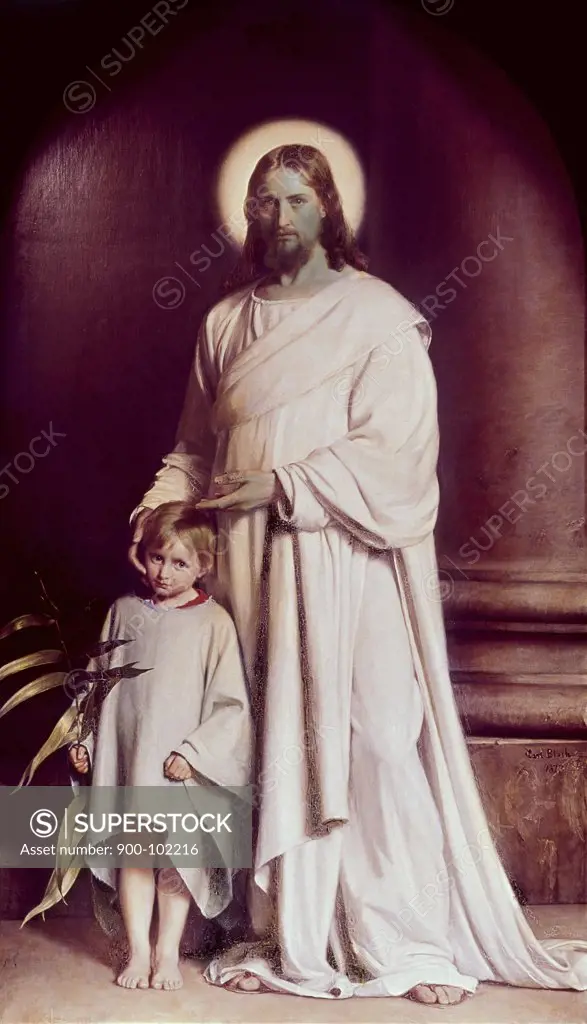 Christ Blesses A Small Child Carl Heinrich Bloch (1834-1890 Danish)