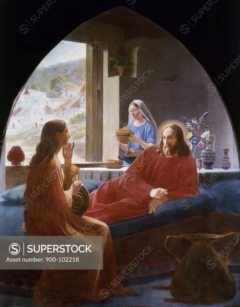 Jesus with Mary and Martha  Christen Dalsgaard (1824-1907 /Danish) 