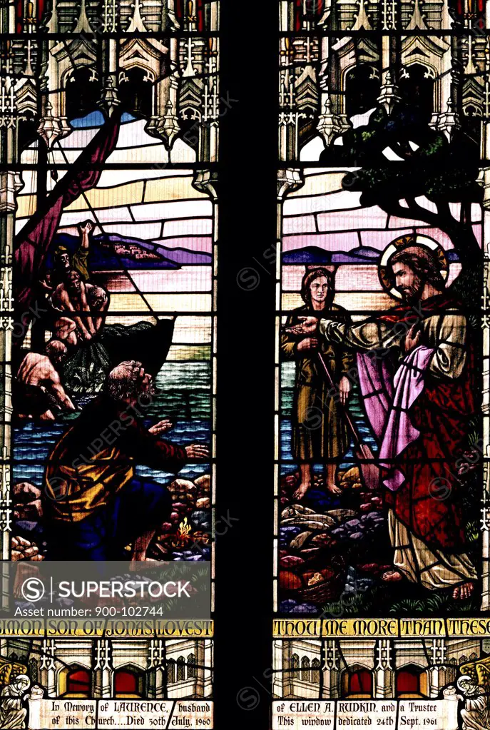Christ and the Disciples Stained Glass Durhan St. Methodist Church, New Zealand