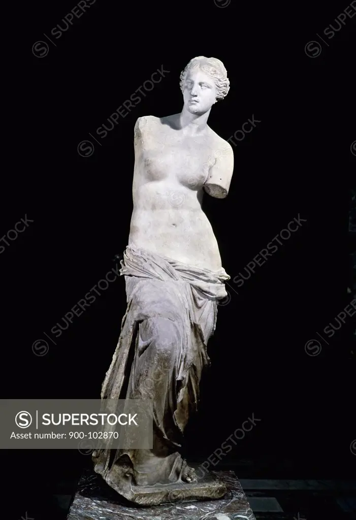Venus De Milo,  marble sculpture,  150 B.C,  France,  Paris,  Musee du Louvre