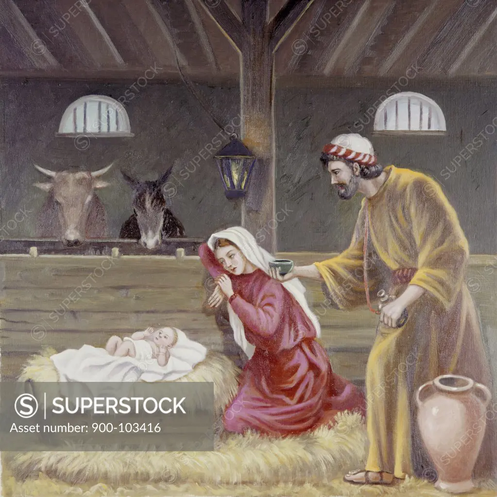 Nativity Vittorio Bianchini (1797-1880 Italian) Oil On Canvas
