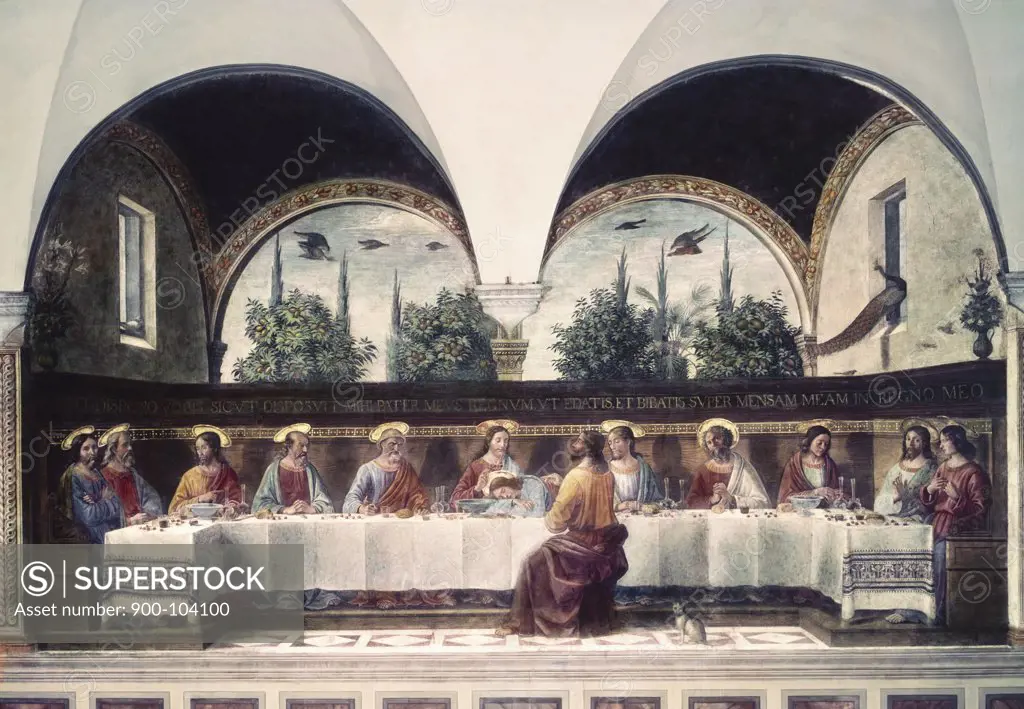 The Last Supper 1480 Domenico Ghirlandaio (1449-1494 Italian) Fresco Ognissanti Church, Florence, Italy