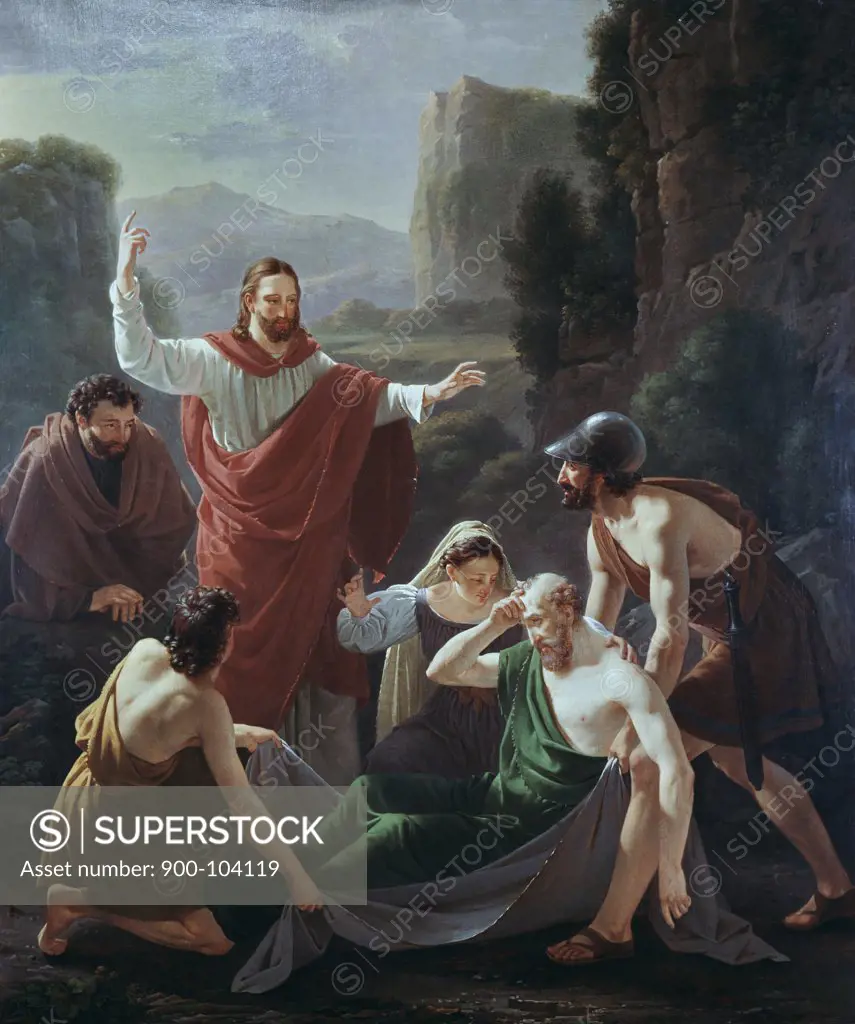 Christ Resurrecting Lazarus Albert Kueckler (19th C. Danish)