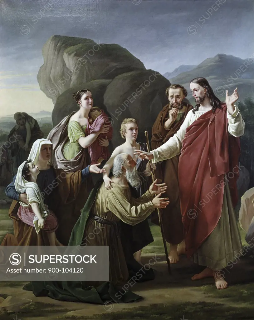 Christ Healing the Blind Martinus Christian Wedseltoft Rorbye (1803-1848 Danish) 