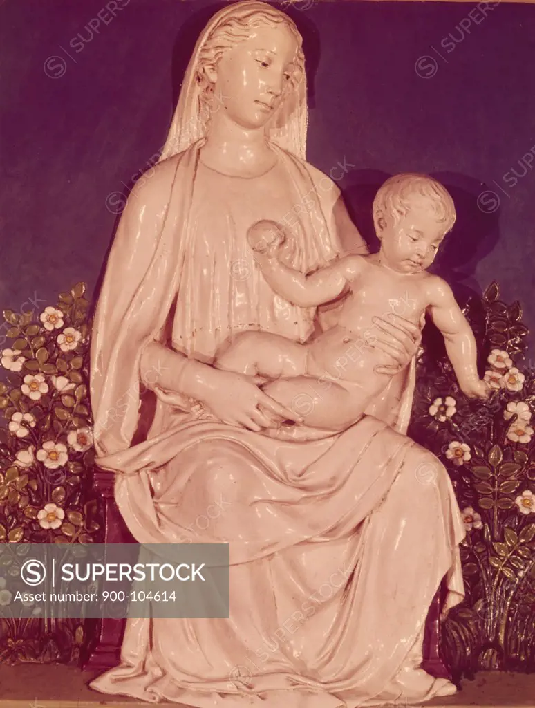 Madonna and Child with Roses,  by Luca Della Robbia,  1400-1482