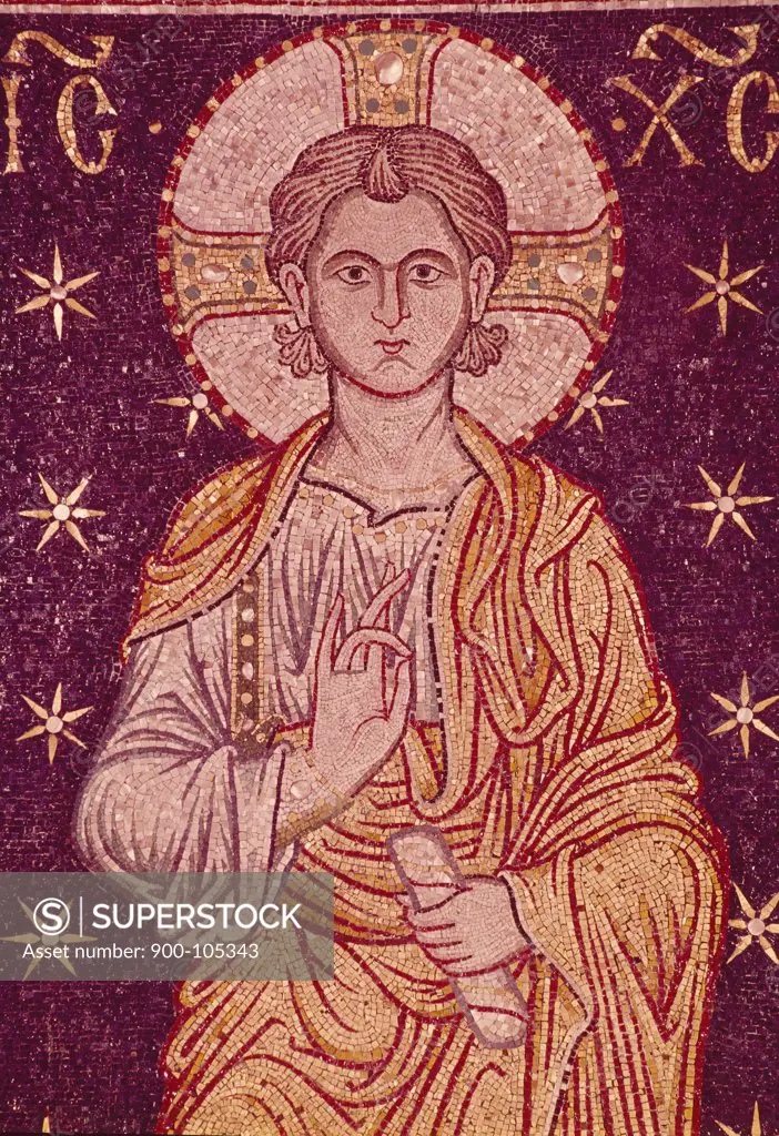 Jesus Blessing,  mosaic,  13th Century