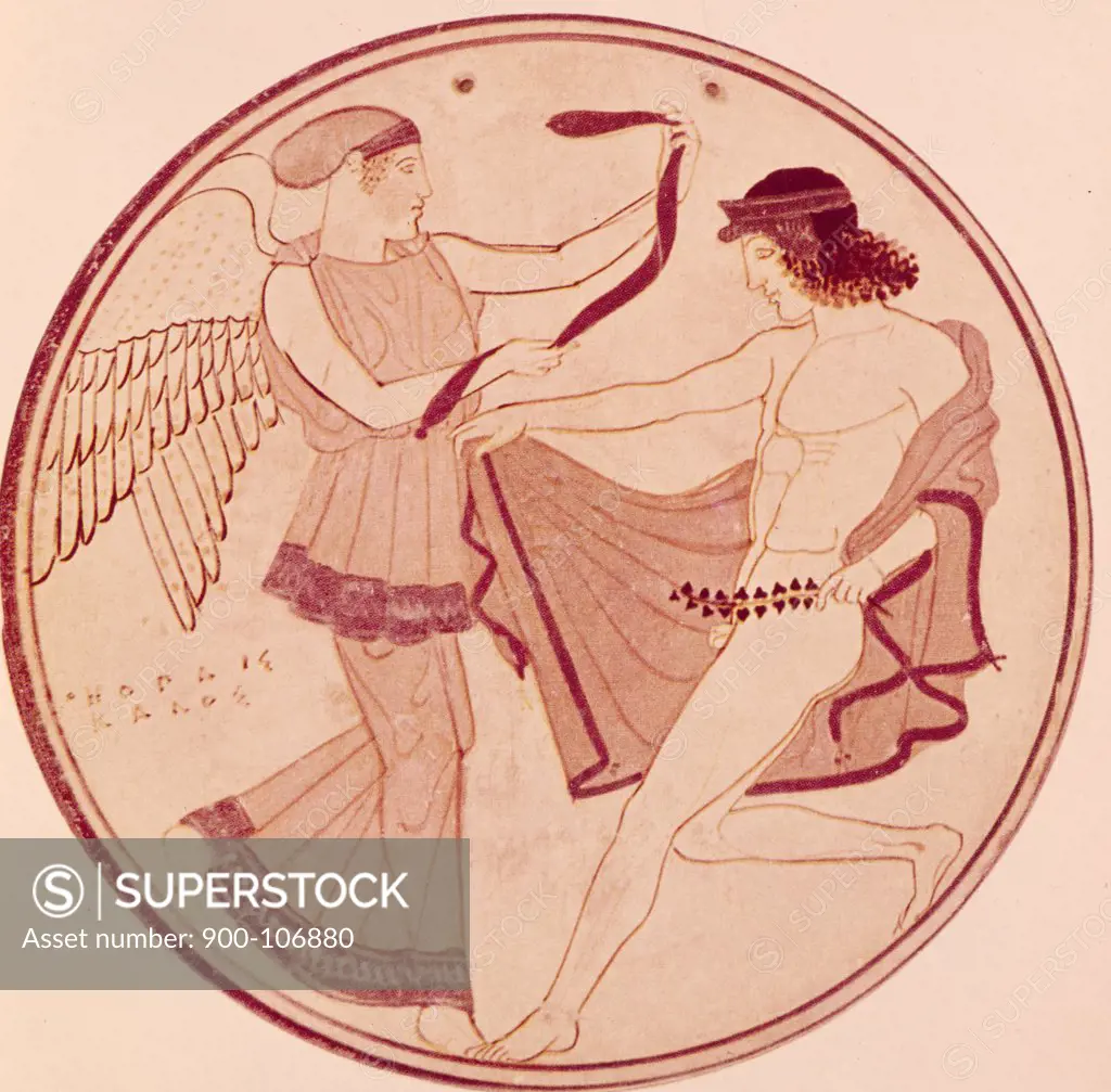 Nike Rewarding a Victor,  High Esteem Placed on Olympic Games,  Greek Art,  450 B.C.