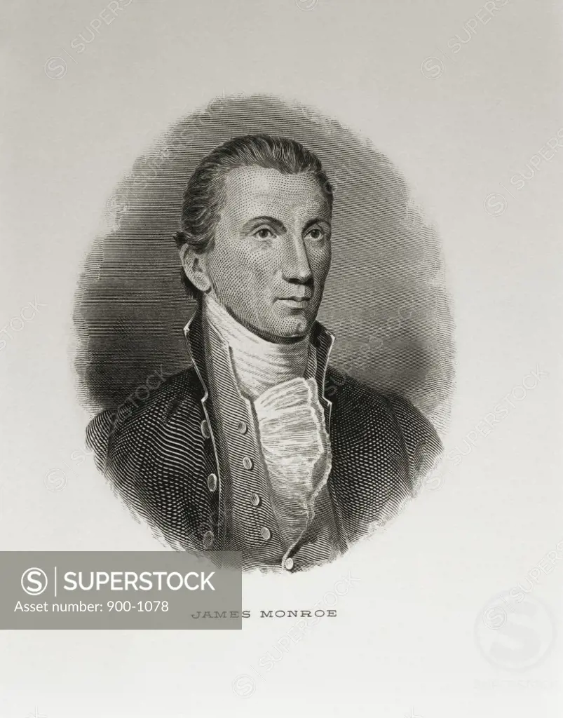 James Monroe  (1758-1831)  5th President of the United States   Engraving