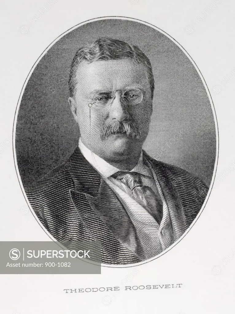 Theodore Roosevelt, twenty sixth President of United States, engraving, American History