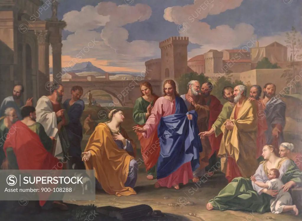 Jesus Rescues the Sinful Woman  Hendrick Krock (1677-1738 Danish) 