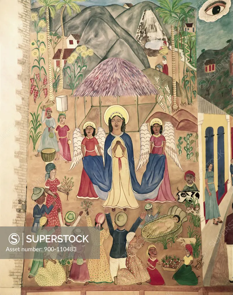 Nativity by Rigaud Benoit, Tempera on canvas, 1950, 1911-1986, Haiti, Port-Au-Prince, Cathedral of St. Trinite