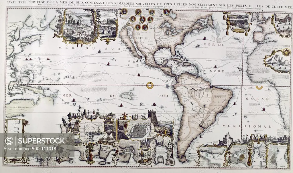 America and the Pacific Ocean, from Chatelain's Atlas Historique, 1719