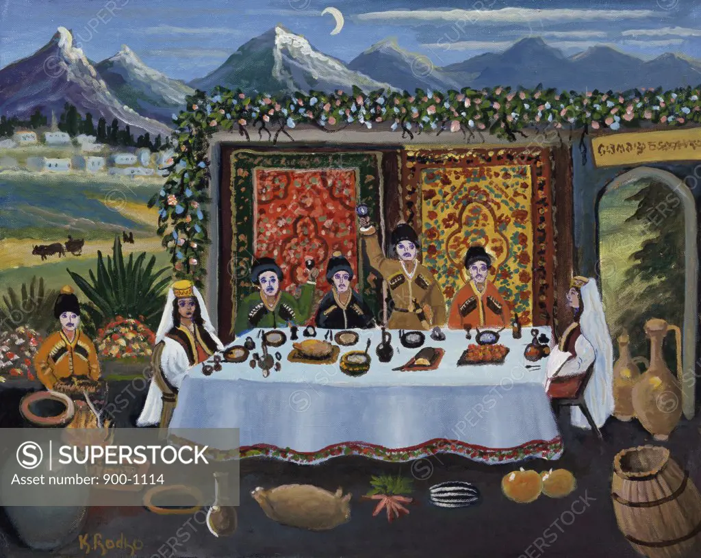 Dinner near the Caucasus Mountains 1994 Konstantin Rodko (1908-1995/Russian) Oil on canvas