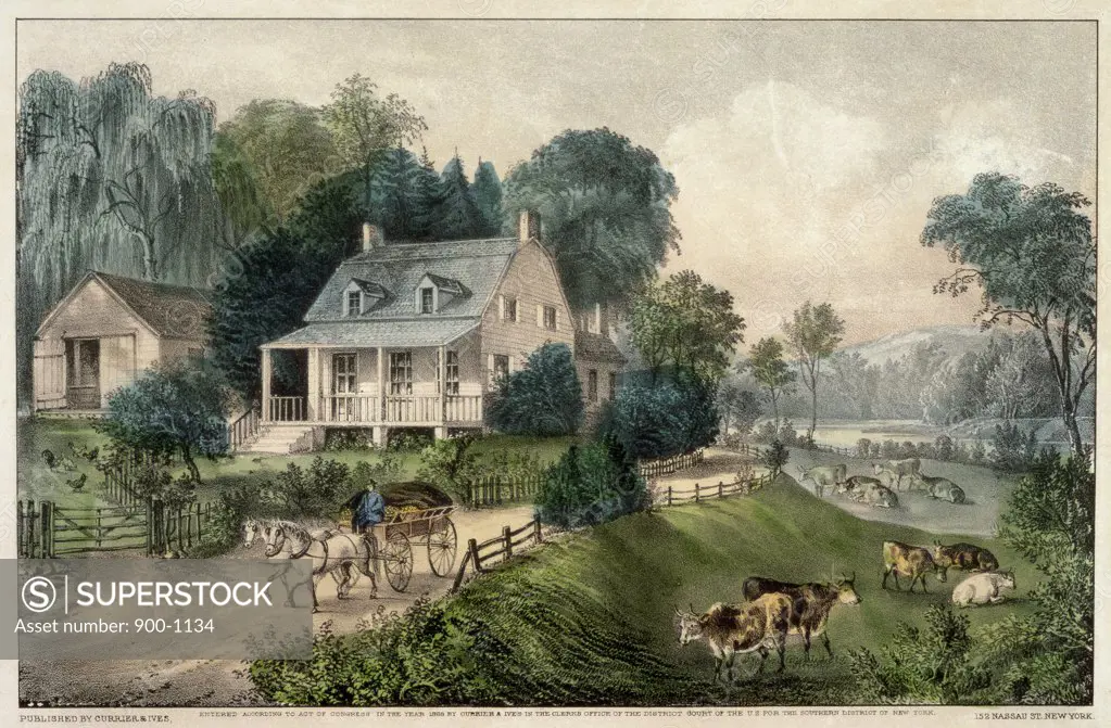 American Homestead:  Summer  Currier & Ives (Active 1857-1907 American) Lithograph
