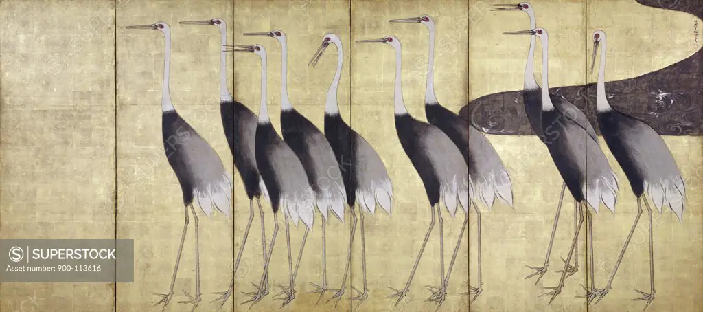 Cranes-Japanese Edo Screen Painting Ogata Korin (1658-1716 Japanese)  Christie's Images,  New York, USA