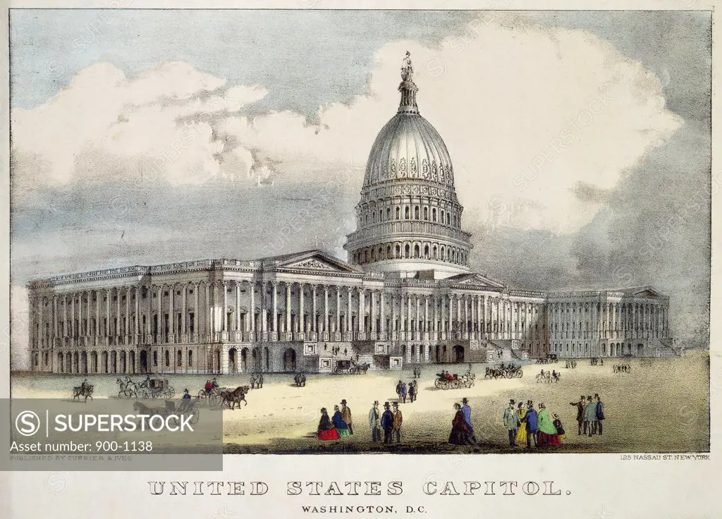 United States Capitol Currier & Ives (Active 1857-1907 American) Lithograph 