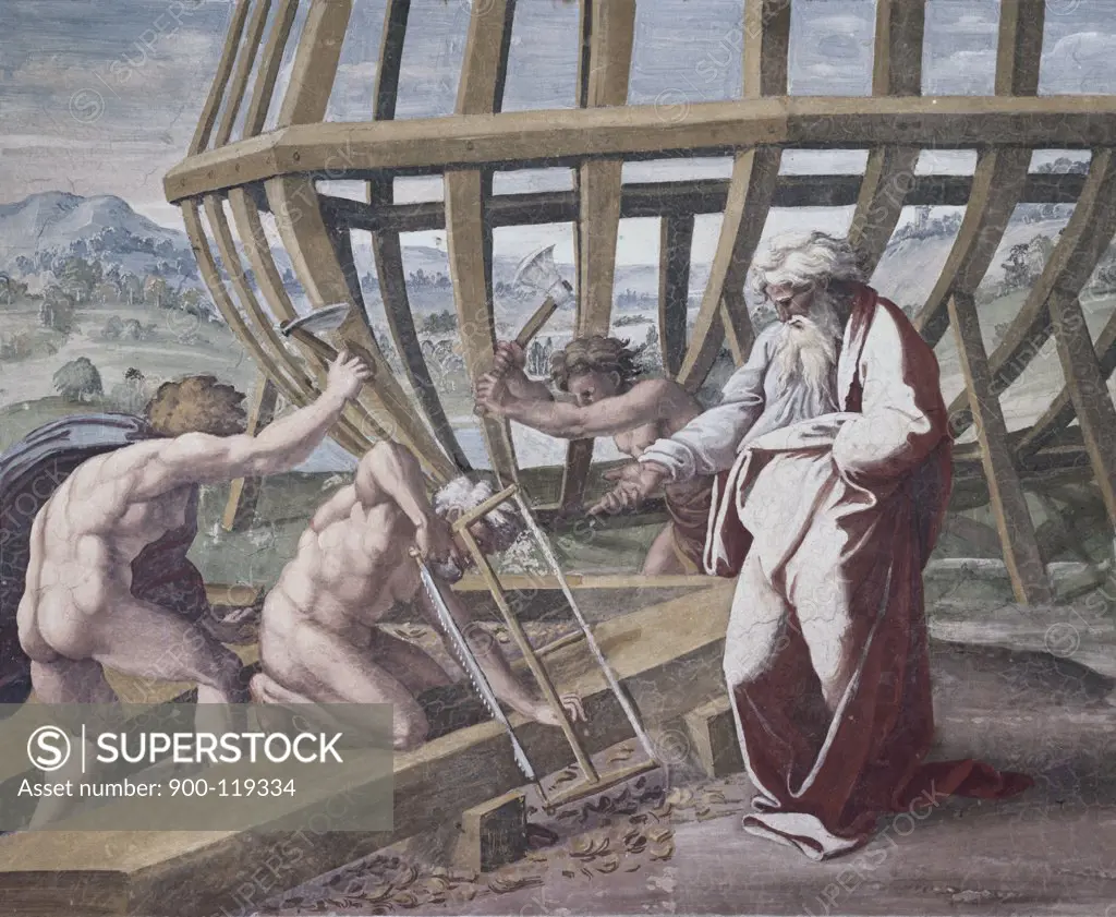Noah Building The Ark Raphael (1483-1520 Italian) Fresco St. Peter's Basilica, Vatican City