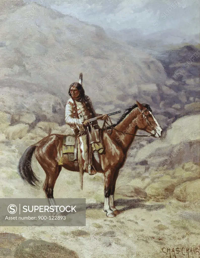 Indian on Horseback Charles Craig (1846-1931 American) 