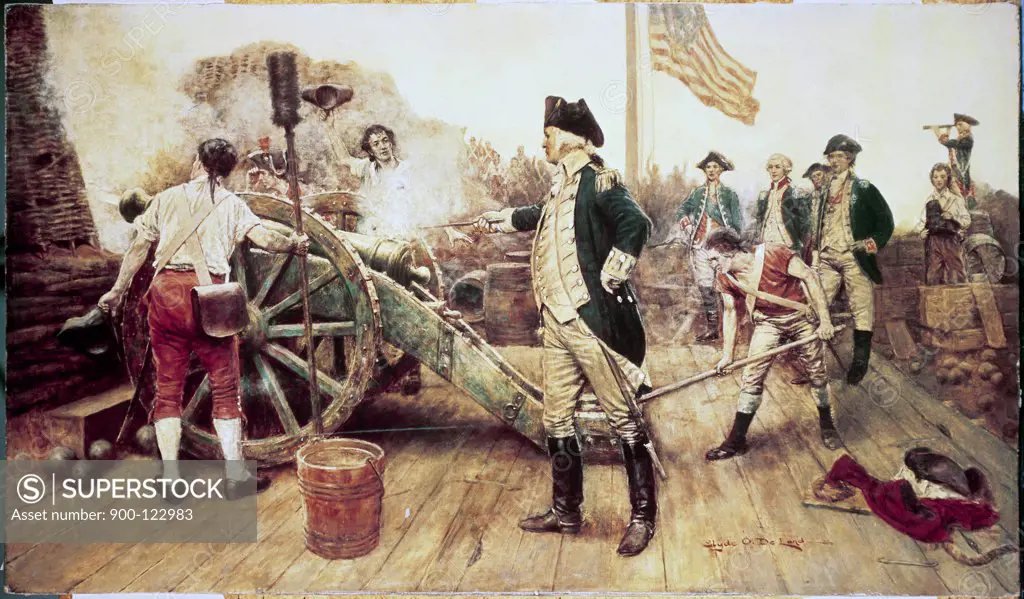 Washington Firing First Shot at Yorktown by Clyde O. Deland, 1872-1947