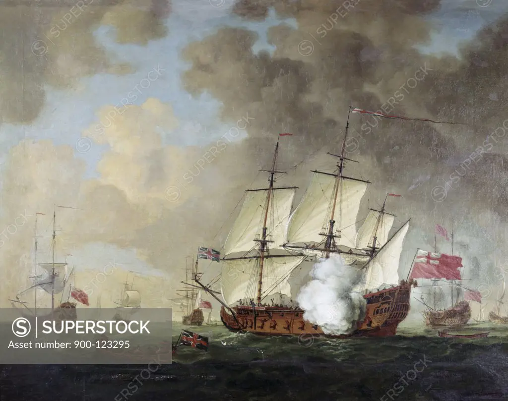 British Men-O' War on the Open Sea John Thomas Serres (1759-1825/British) 