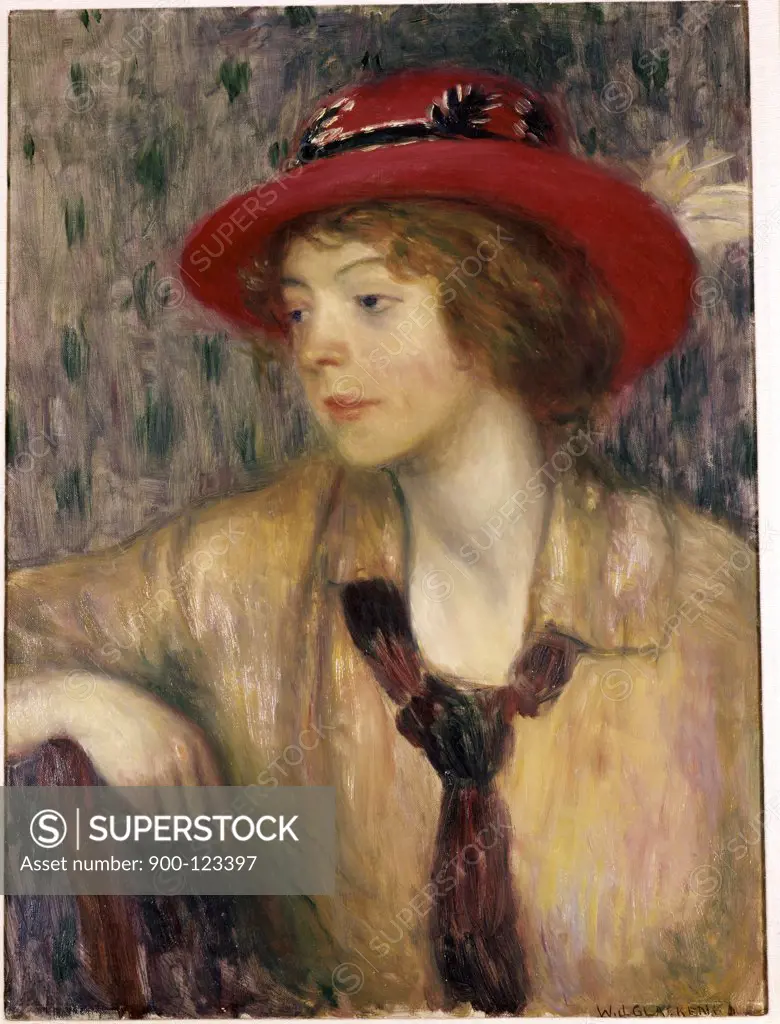 Lady with a Red Hat  William James Glackens (1870-1938/American)  Oil on canvas     