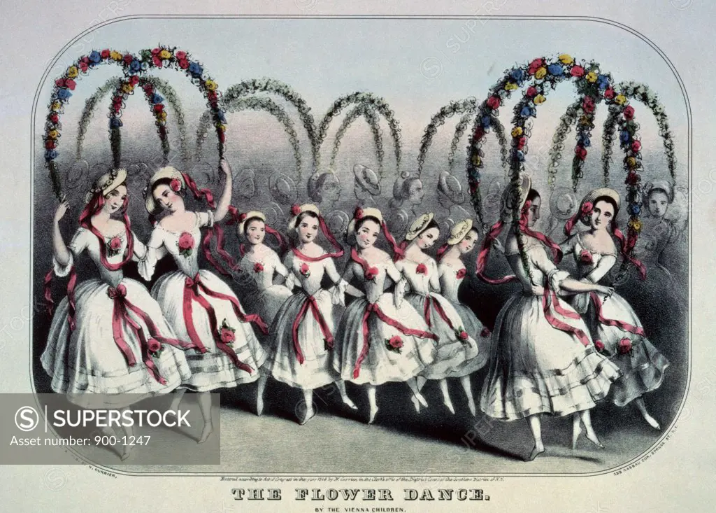The Flower Dance  1846 Currier and Ives  (a.1857-1907/American)  Color Lithograph  Library of Congress, Washington DC 