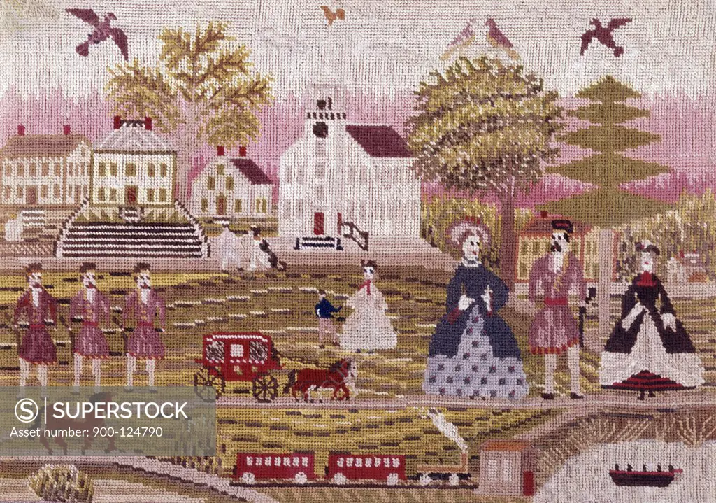 Town Scene 19th Century Artist Unknown Tapestry