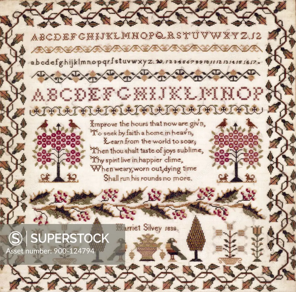 Embroidered Sampler - 1834, 1838, Artist Unknown, TAPESTRY