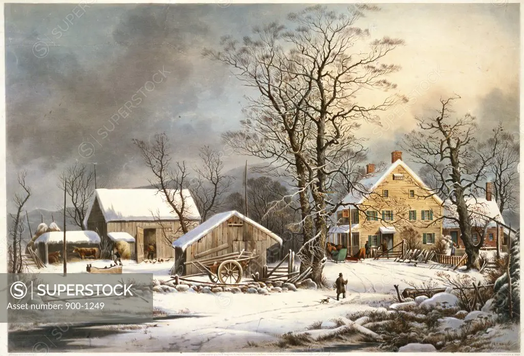 Winter in the Country. A Cold Morning. Currier and Ives  (a. 1857-1907 /American)  Color Lithograph  Library of Congress, Washington DC 