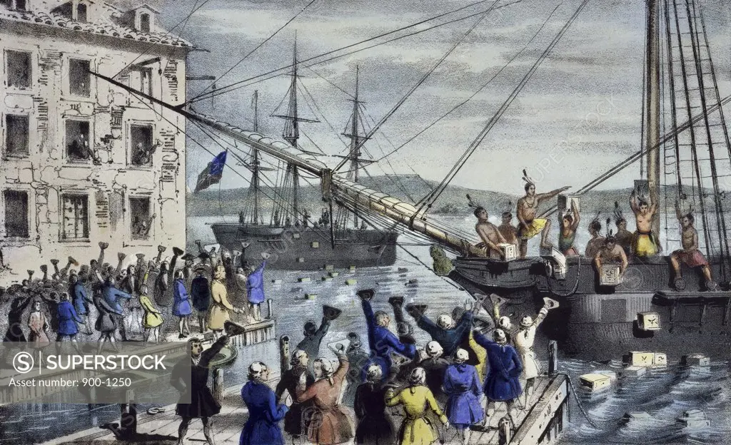 The Destruction of Tea at Boston Harbor Currier and Ives (a.1857-1907/American) Color Lithograph Library of Congress, Washington D.C., USA 