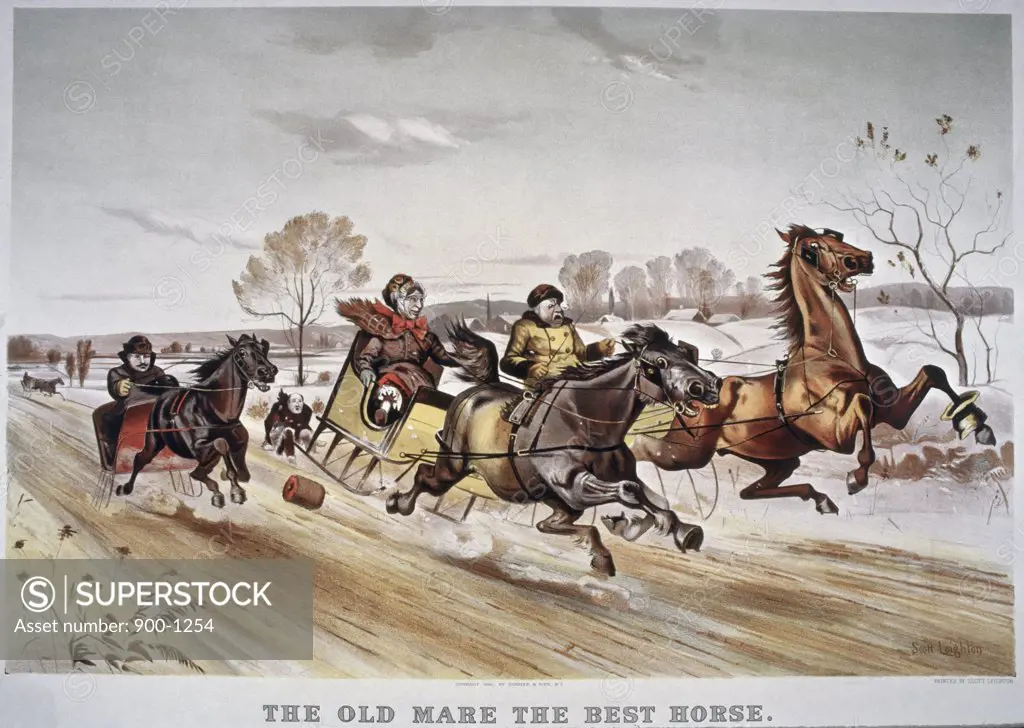 The Old Mare, the Best Horse Currier & Ives (Active 1857-1907 American) Color Lithograph  Library of Congress, Washington, D.C., USA
