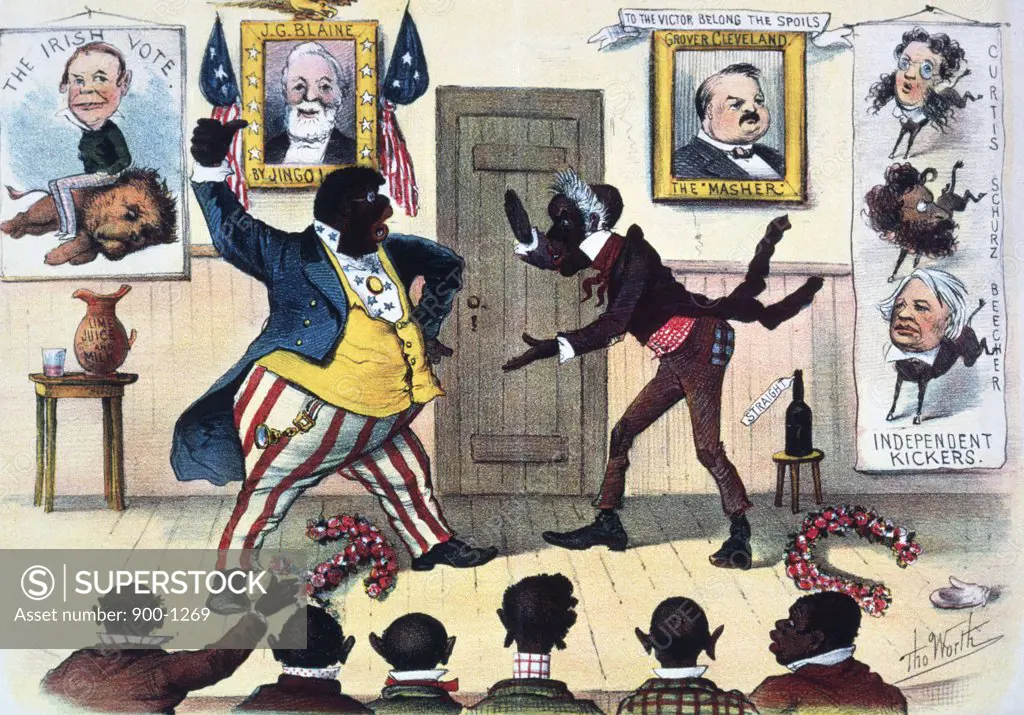 A Political Debate in a Darktown Club-Settling the Question, Currier and Ives, (1884), (1857-1907), USA, Washington, D.C., Library of Congress