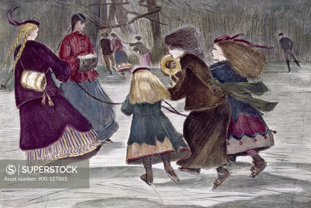 Winter Skating Scene, artist unknown, 19th Century