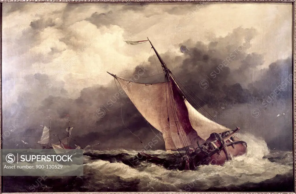 Shipping In A Squall Dutary (20th C.- Panamanian)